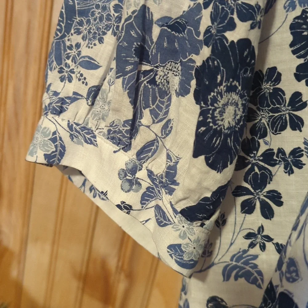 Liz Claiborne Top Blouse Floral Print Blue White Women's Plus Size 1X NEW NWT - Picture 3 of 10